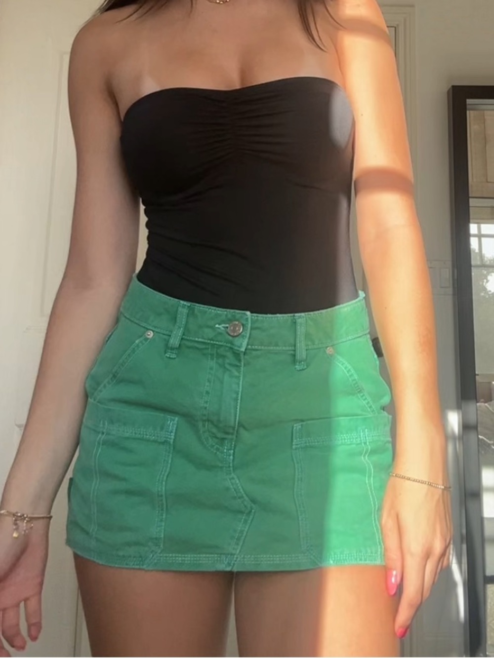 BDG Mint Green Denim Mini Skirt